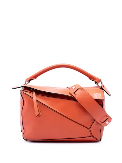 Pre-owned Loewe 2015 Medium Calfskin Puzzle Satchel In Orange