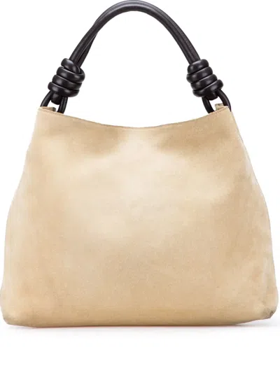 Pre-owned Loewe 2015 Small Suede Flamenco Knot Hobo Bag In Brown