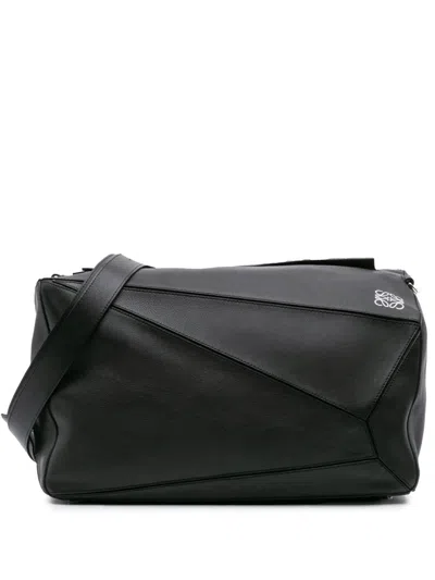 Pre-owned Loewe 2015 Xl Leather Puzzle Crossbody Bag In Black