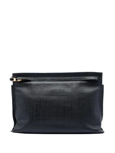 Pre-owned Loewe 2015-2020 Leather Anagram T Clutch Bag In Black