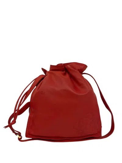 Pre-owned Loewe 2015-2026 Embossed Leather Flamenco Tassel Crossbody Bag In 红色