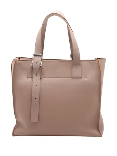 Pre-owned Loewe 2015-2026 Leather Anagram Buckle Tote Bag In Neutrals