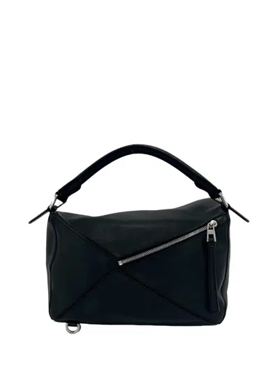 Pre-owned Loewe 2015-2026 Medium Calfskin Puzzle Satchel In Black
