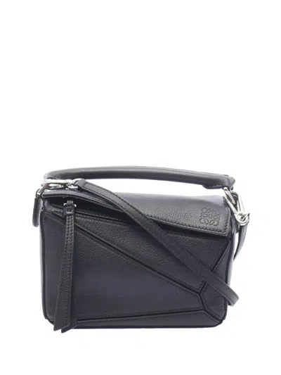 Pre-owned Loewe 2015-2026 Mini Calfskin Puzzle Satchel In Black