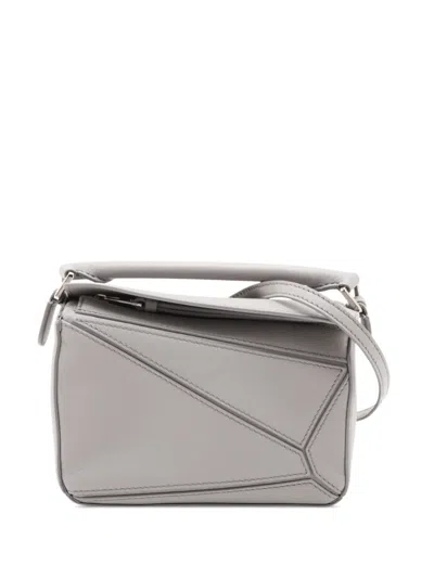 Pre-owned Loewe 2015-2026 Mini Calfskin Puzzle Satchel In Grey