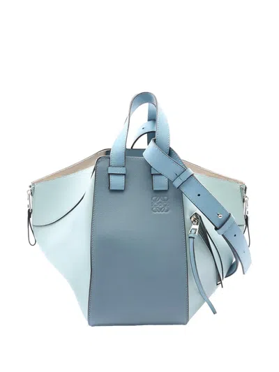 Pre-owned Loewe 2015-2026 Small Bicolor Calfskin Hammock Satchel In Blue