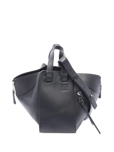 Pre-owned Loewe 2015-2026 Small Leather Hammock Satchel In Black