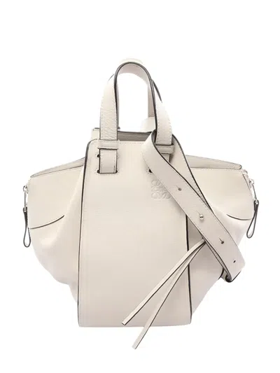 Pre-owned Loewe 2015-2026 Small Leather Hammock Satchel In White