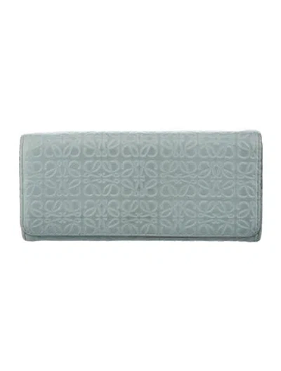 Pre-owned Loewe 2016 Anagram Continental Wallet In Blue