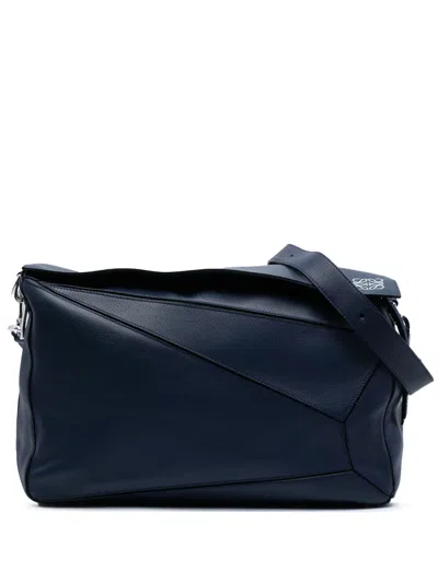 Pre-owned Loewe 2016 Large Calfskin Puzzle Satchel In Blue