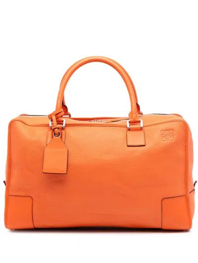 Pre-owned Loewe 2016 Leather Amazona 44 Travel Bag In Orange