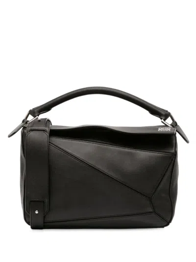 Pre-owned Loewe 2016 Medium Calfskin Puzzle Satchel In Black