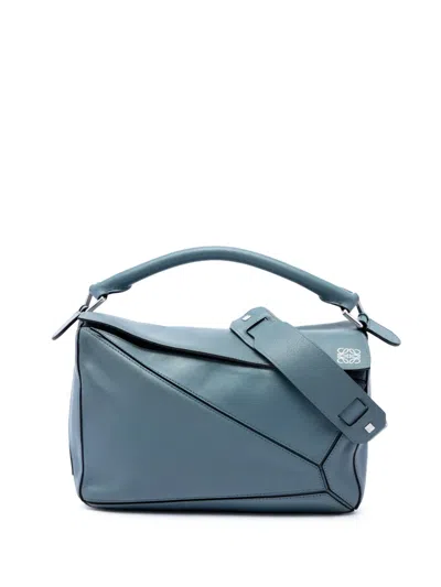 Pre-owned Loewe 2016 Medium Calfskin Puzzle Satchel In Blue