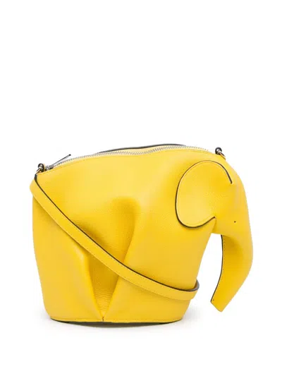 Pre-owned Loewe 2016 Mini Calfskin Elephant Crossbody Bag In Yellow