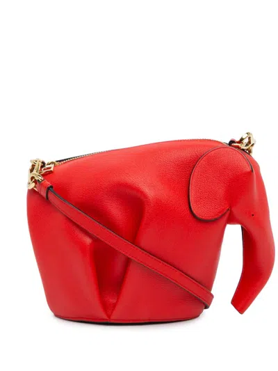 Pre-owned Loewe 2016 Mini Leather Elephant Crossbody Bag In Red
