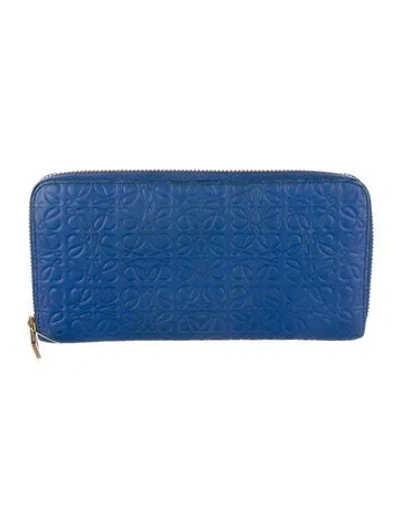 Pre-owned Loewe 2016 Signature Logo Continental Wallet In Blue