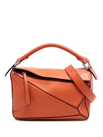 Pre-owned Loewe 2016 Small Calfskin Puzzle Satchel In Orange
