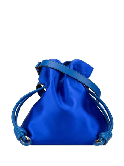 Pre-owned Loewe 2016 Small Satin Flamenco Knot Crossbody Bag In Blue