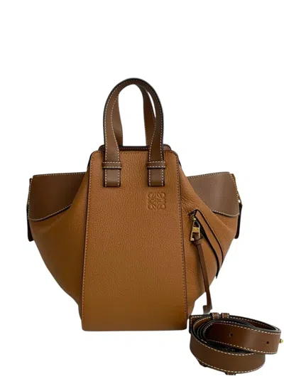 Pre-owned Loewe 2016-2026 Small Bicolor Leather Hammock Satchel In Brown