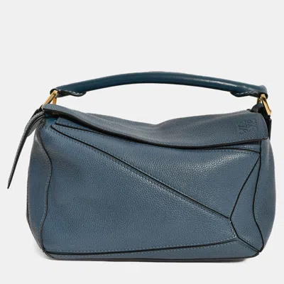 Pre-owned Loewe 2017 Blue Leather Small Puzzle Bag With Strap