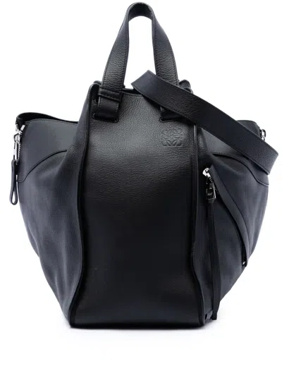 Pre-owned Loewe 2017 Large Leather Hammock Bag Satchel In Black