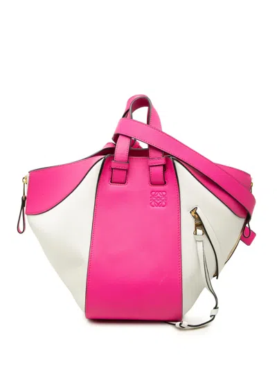 Pre-owned Loewe 2017 Medium Bicolor Leather Hammock Satchel In Pink
