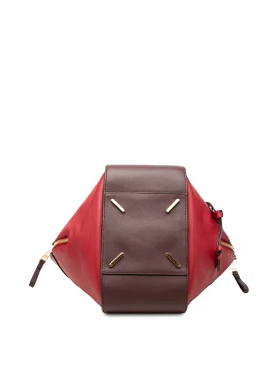 Pre-owned Loewe 2017 Small Bicolor Calfskin Hammock Bag Satchel In Red