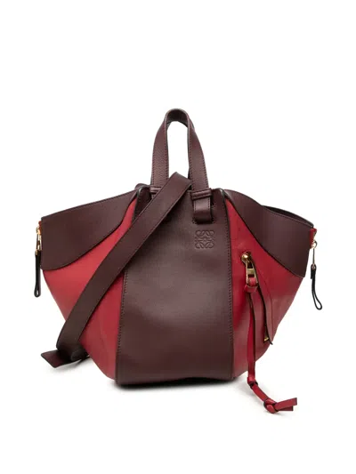 Pre-owned Loewe 2017 Small Bicolor Calfskin Hammock Bag Satchel In Red
