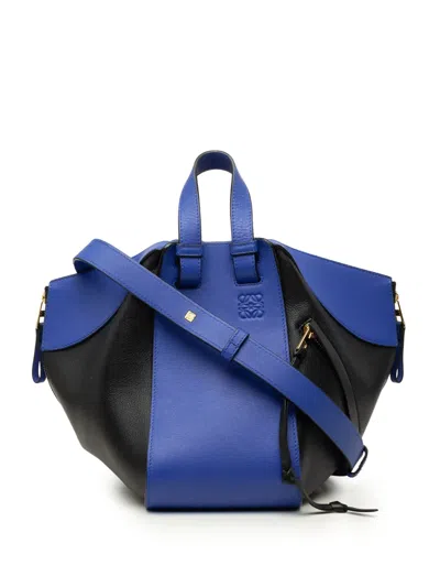 Pre-owned Loewe 2017 Small Bicolor Calfskin Hammock Satchel In Blue
