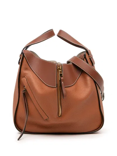 Pre-owned Loewe 2017 Small Bicolor Leather Hammock Satchel In Brown