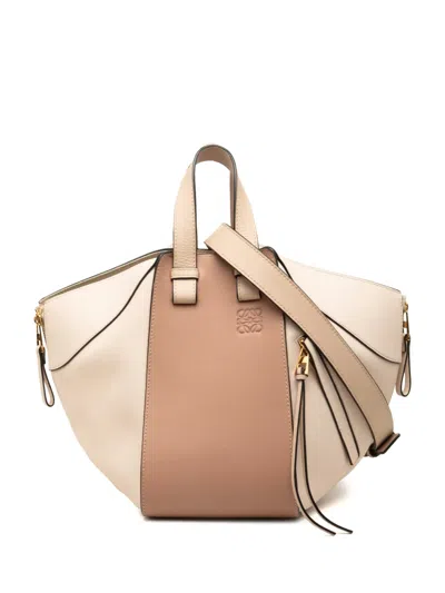 Pre-owned Loewe 2017 Small Bicolor Leather Hammock Satchel In Neutrals