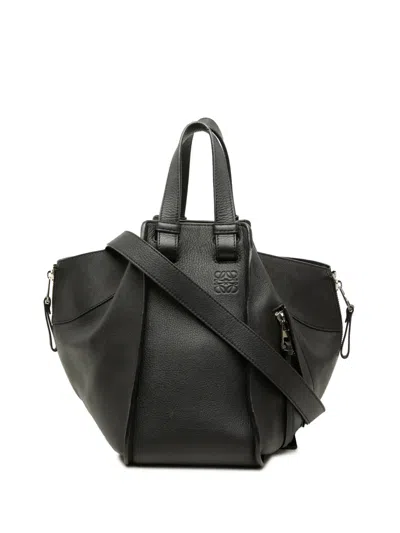 Pre-owned Loewe 2017 Small Leather Hammock Satchel In Black