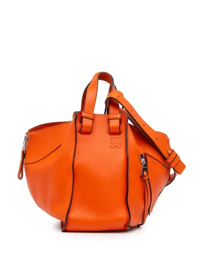 Pre-owned Loewe 2017 Small Leather Hammock Satchel In Orange
