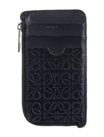 Pre-owned Loewe 2018 Anagram Card Holder In Blue