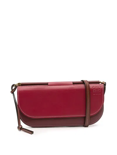 Pre-owned Loewe 2018 Anagram Leather Gate Pochette Crossbody Bag In Red