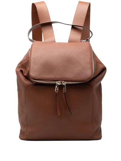 Pre-owned Loewe 2018 Large Leather Goya Backpack In Brown