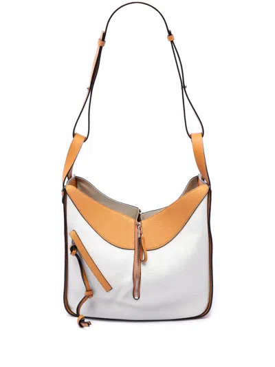 Pre-owned Loewe 2018 Medium Bicolor Grained Calfskin Hammock Satchel In White