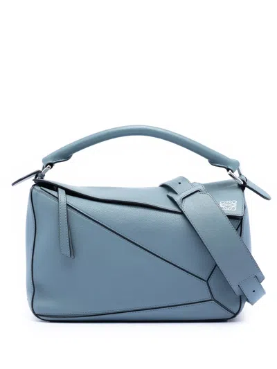 Pre-owned Loewe 2018 Medium Calfskin Puzzle Satchel In Blue