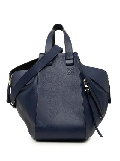 Pre-owned Loewe 2018 Medium Soft Grained Calfskin Hammock Bag Satchel In Blue