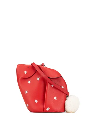 Pre-owned Loewe 2018 Mini Calfskin Bunny Star Crossbody Bag In Red
