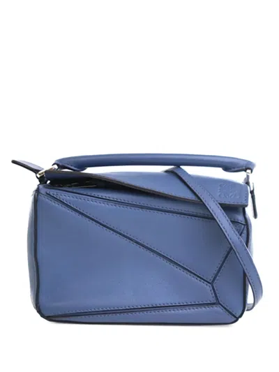 Pre-owned Loewe 2018 Mini Calfskin Puzzle Satchel In Blue