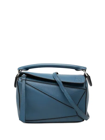 Pre-owned Loewe 2018 Mini Calfskin Puzzle Satchel In Blue