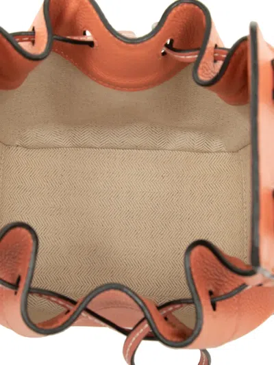 Pre-owned Loewe 2018 Mini Grained Calfskin Drawstring Hammock Bag Satchel In Orange