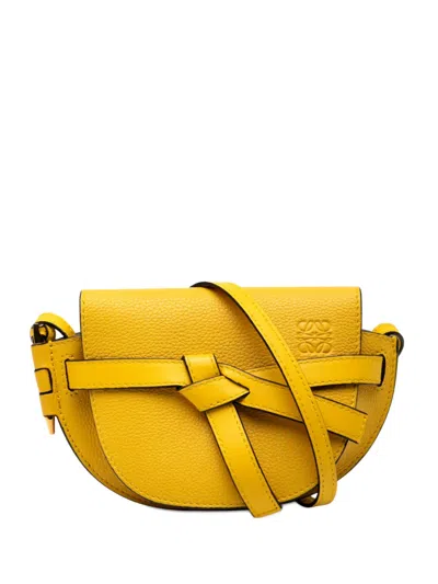Pre-owned Loewe 2018 Mini Leather Gate Crossbody Bag In Yellow