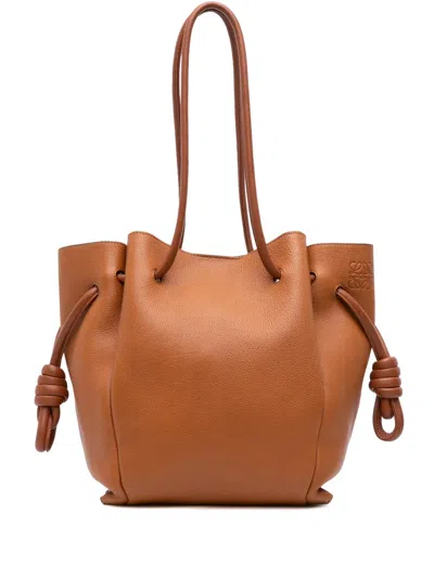 Pre-owned Loewe 2018 Small Leather Flamenco Knot Tote Bag In Brown