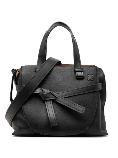 Pre-owned Loewe 2018 Small Leather Gate Top Handle Bag Satchel In Black