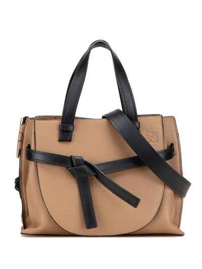 Pre-owned Loewe 2018 Small Leather Gate Top Handle Satchel In Brown