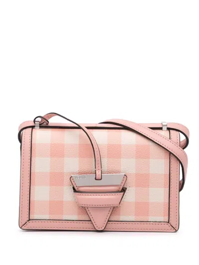 Pre-owned Loewe 2018 Small Leather Gingham Barcelona Crossbody Bag In Pink