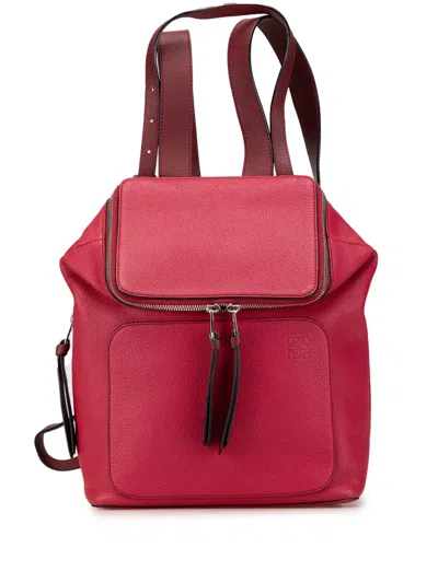 Pre-owned Loewe 2018 Small Leather Goya Backpack In Red