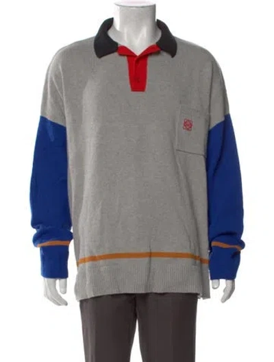 Pre-owned Loewe 2019 Anagram Polo Sweater In Gray